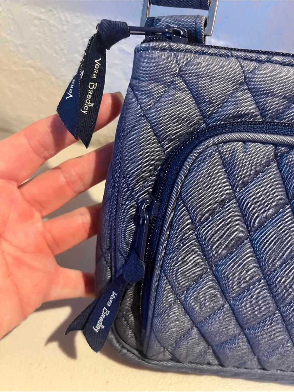 Vera Bradley Little Hipster Quilted Crossbody Shoulder Bag in Navy Denim